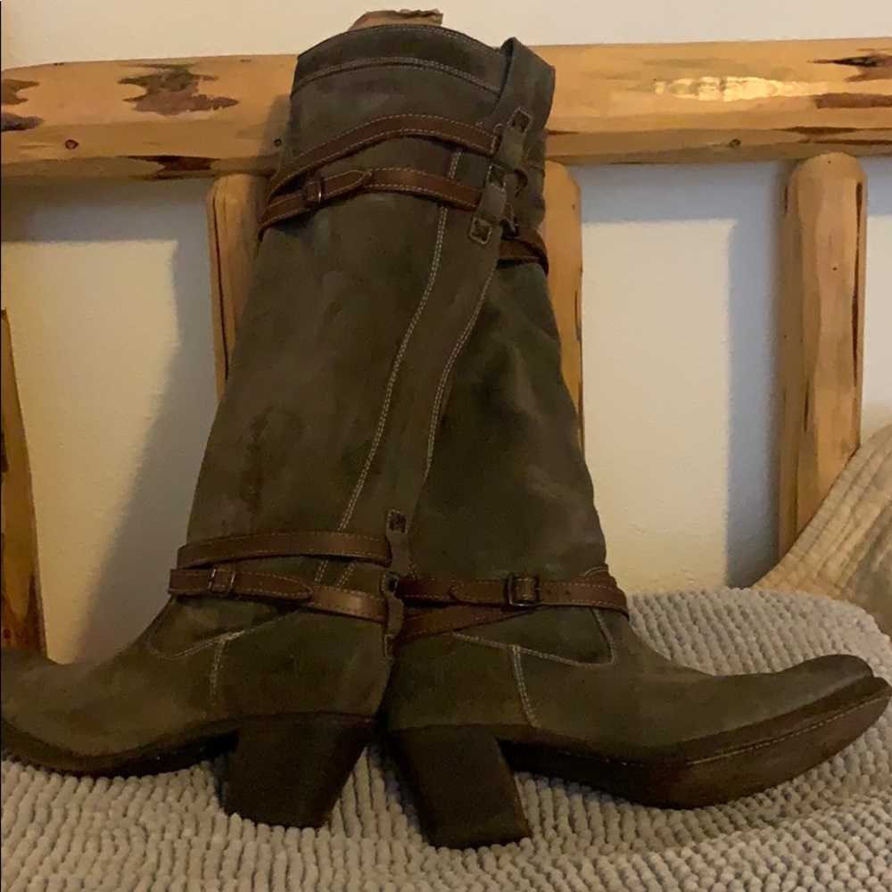 Frye strappy Jane tall suede boots 8.5